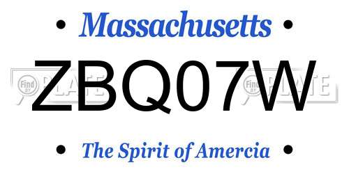 ZBQ07W Massachusetts License Plate