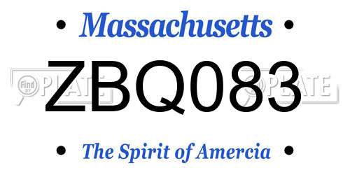 ZBQ083 Massachusetts License Plate