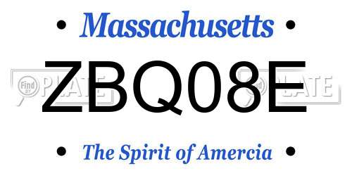 ZBQ08E Massachusetts License Plate