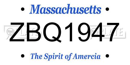 ZBQ1947 Massachusetts License Plate