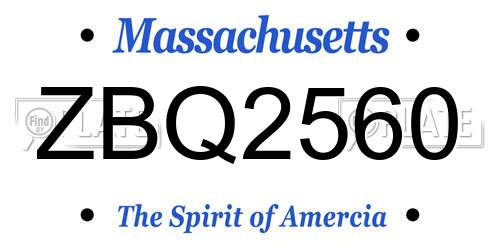ZBQ2560 Massachusetts License Plate