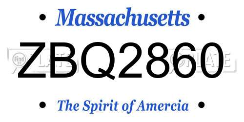 ZBQ2860 Massachusetts License Plate