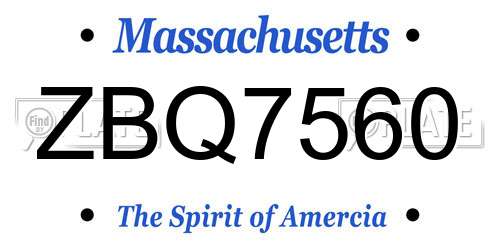 ZBQ7560 Massachusetts License Plate