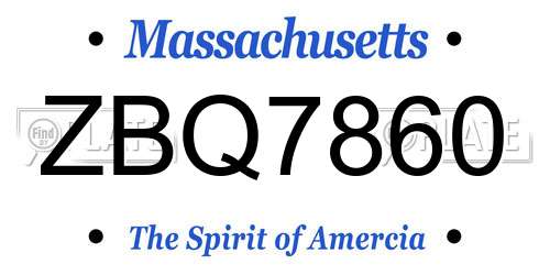 ZBQ7860 Massachusetts License Plate