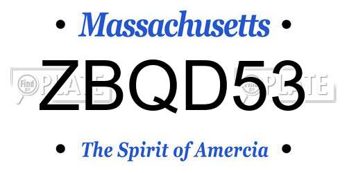 ZBQD53 Massachusetts License Plate