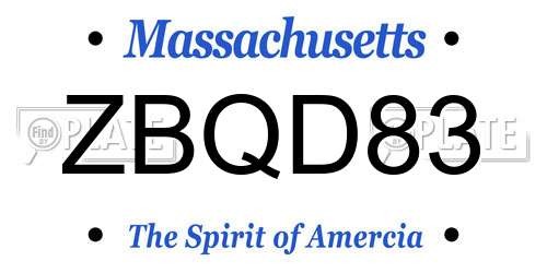 ZBQD83 Massachusetts License Plate