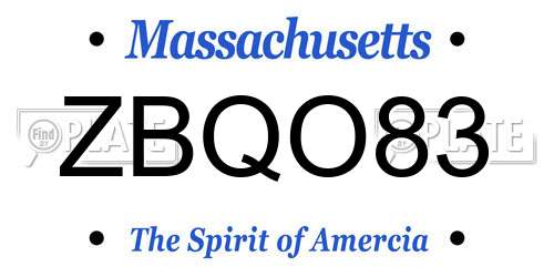 ZBQO83 Massachusetts License Plate