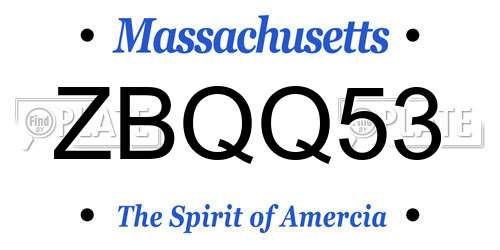 ZBQQ53 Massachusetts License Plate