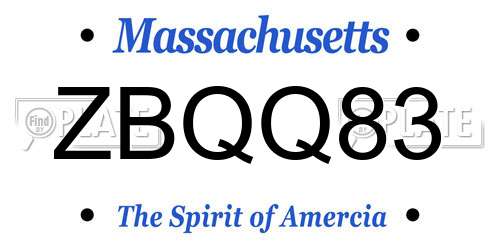 ZBQQ83 Massachusetts License Plate