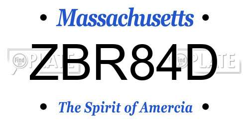 ZBR84D Massachusetts License Plate