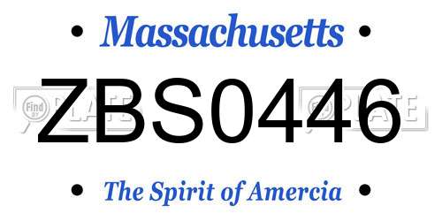 ZBS0446 Massachusetts License Plate