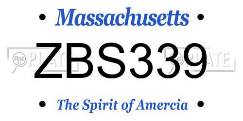 ZBS339 Massachusetts License Plate