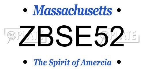 ZBSE52 Massachusetts License Plate
