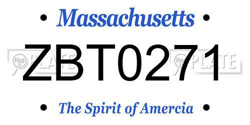ZBT0271 Massachusetts License Plate