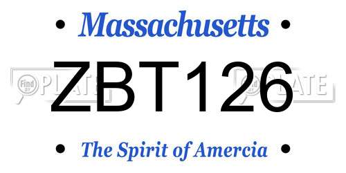 ZBT126 Massachusetts License Plate