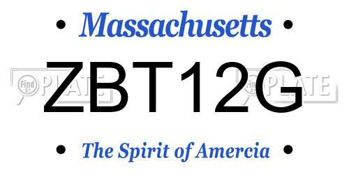 ZBT12G Massachusetts License Plate
