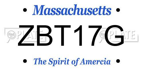 ZBT17G Massachusetts License Plate