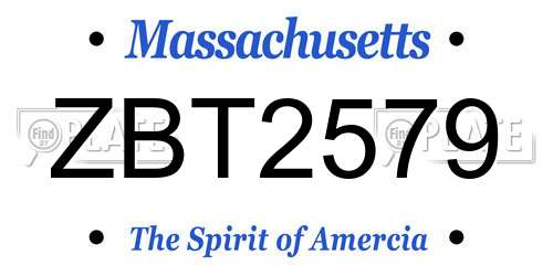 ZBT2579 Massachusetts License Plate