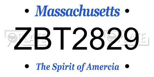 ZBT2829 Massachusetts License Plate