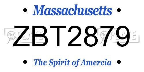 ZBT2879 Massachusetts License Plate
