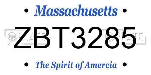 ZBT3285 Massachusetts License Plate
