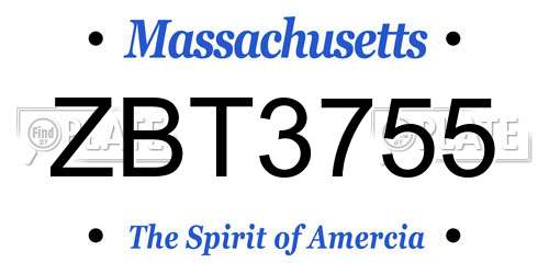 ZBT3755 Massachusetts License Plate
