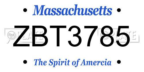 ZBT3785 Massachusetts License Plate