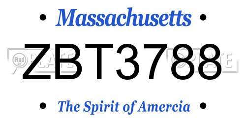ZBT3788 Massachusetts License Plate