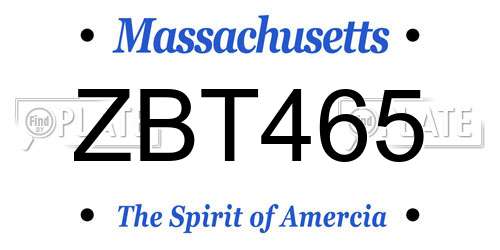 ZBT465 Massachusetts License Plate
