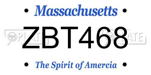 ZBT468 Massachusetts License Plate