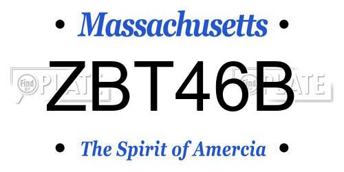 ZBT46B Massachusetts License Plate
