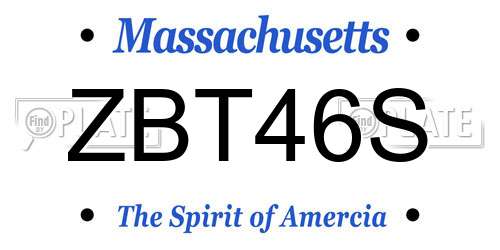 ZBT46S Massachusetts License Plate