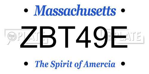 ZBT49E Massachusetts License Plate