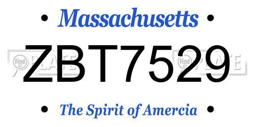 ZBT7529 Massachusetts License Plate
