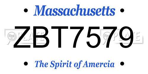 ZBT7579 Massachusetts License Plate