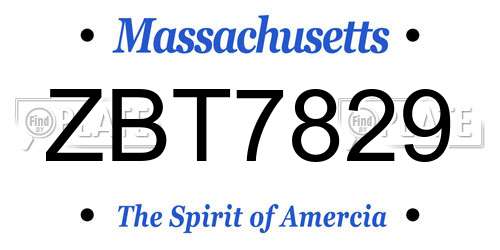 ZBT7829 Massachusetts License Plate