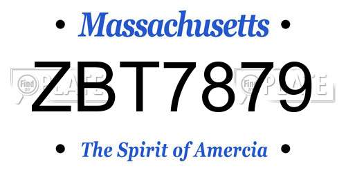 ZBT7879 Massachusetts License Plate