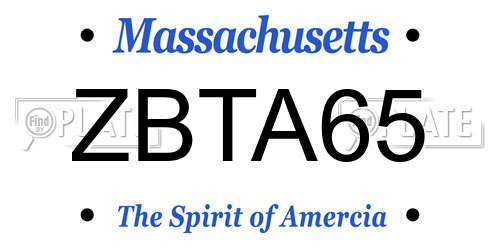 ZBTA65 Massachusetts License Plate
