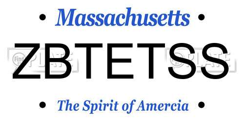 ZBTETSS Massachusetts License Plate