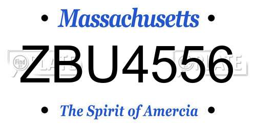 ZBU4556 Massachusetts License Plate