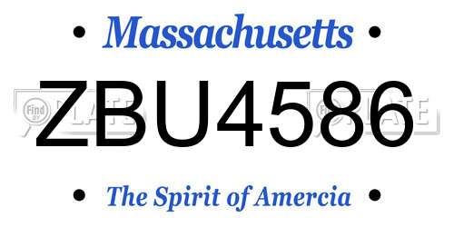 ZBU4586 Massachusetts License Plate