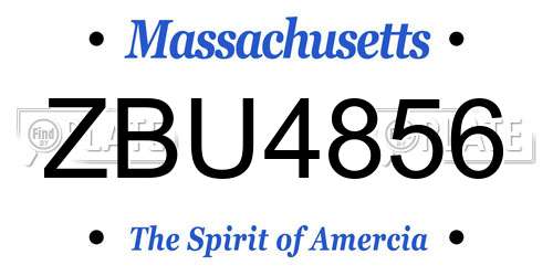 ZBU4856 Massachusetts License Plate