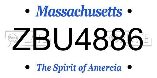 ZBU4886 Massachusetts License Plate