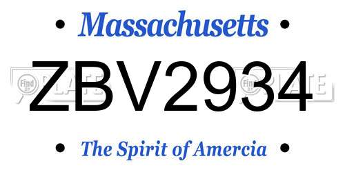 ZBV2934 Massachusetts License Plate