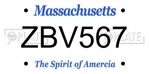 ZBV567 Massachusetts License Plate