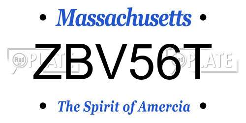 ZBV56T Massachusetts License Plate