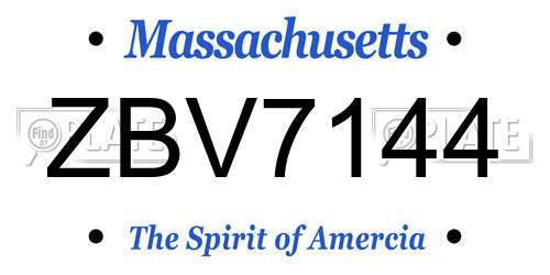 ZBV7144 Massachusetts License Plate