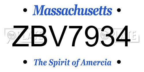 ZBV7934 Massachusetts License Plate