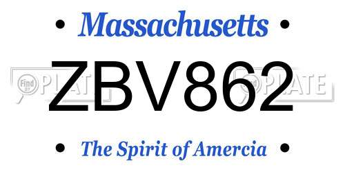 ZBV862 Massachusetts License Plate