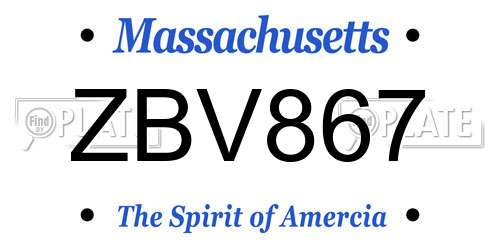 ZBV867 Massachusetts License Plate